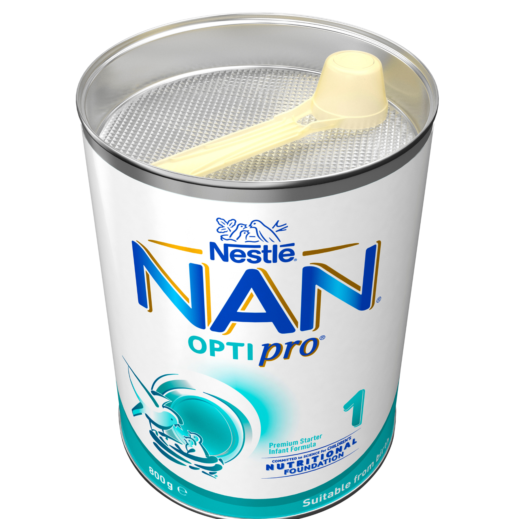 NAN OPTIPRO 1, Starter Baby Formula From Birth – 800g Lid off