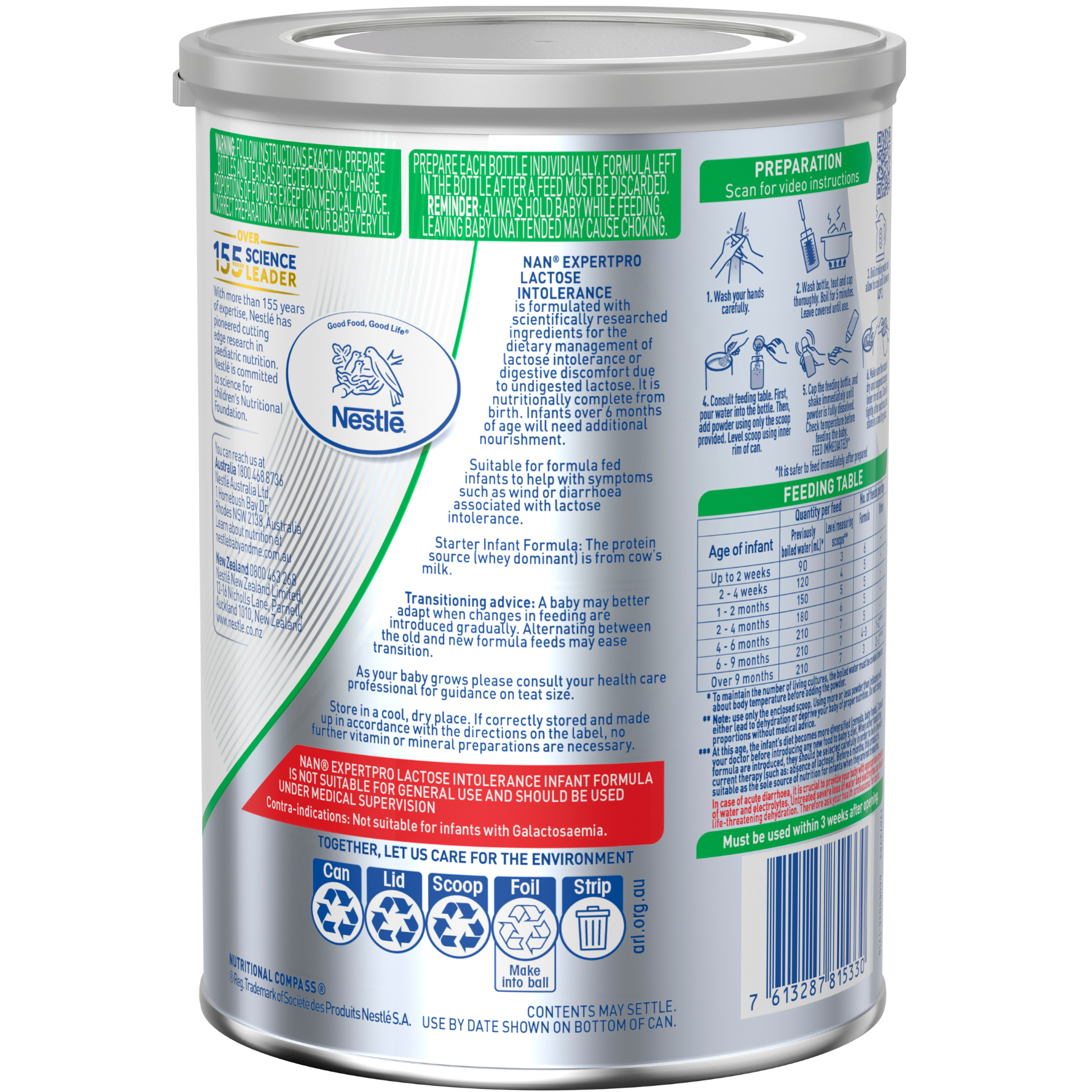 NAN EXPERTpro Lactose Intolerance 400g Back RHS