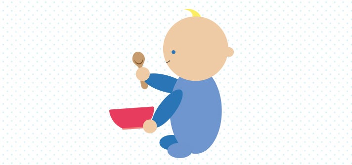Baby playing with bowl and spoon