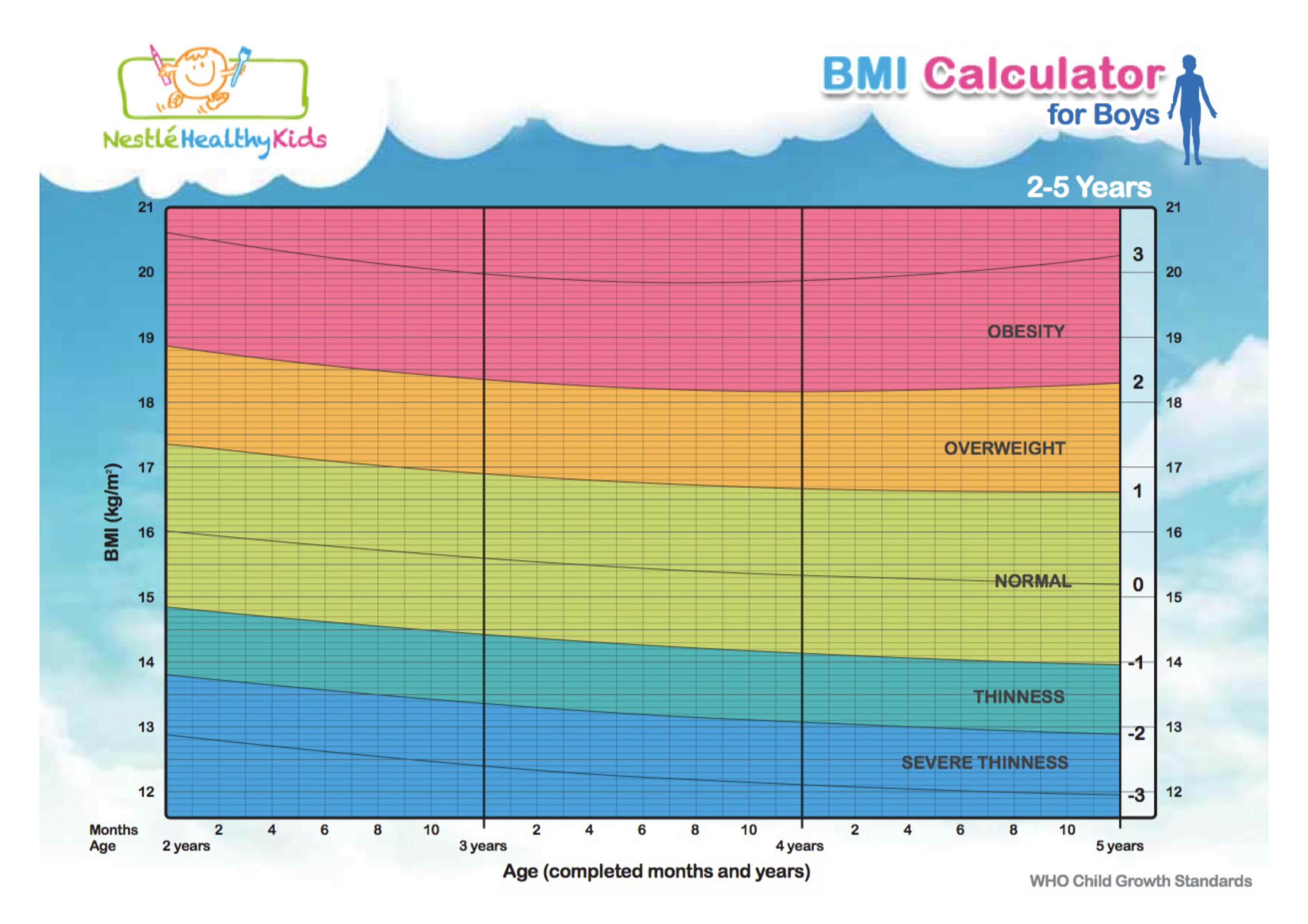 BMI Chart for boys 2-5 years old
