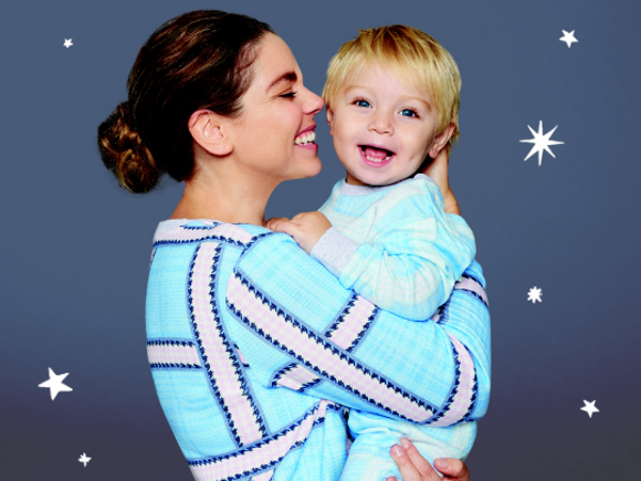 Mum and son in matching peter alexander pyjamas