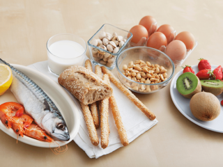 common allergenic foods like fish wheat eggs peanuts nuts