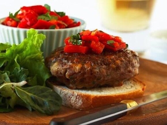 Beef Patties with Red Capsicum and Tomato Salsa